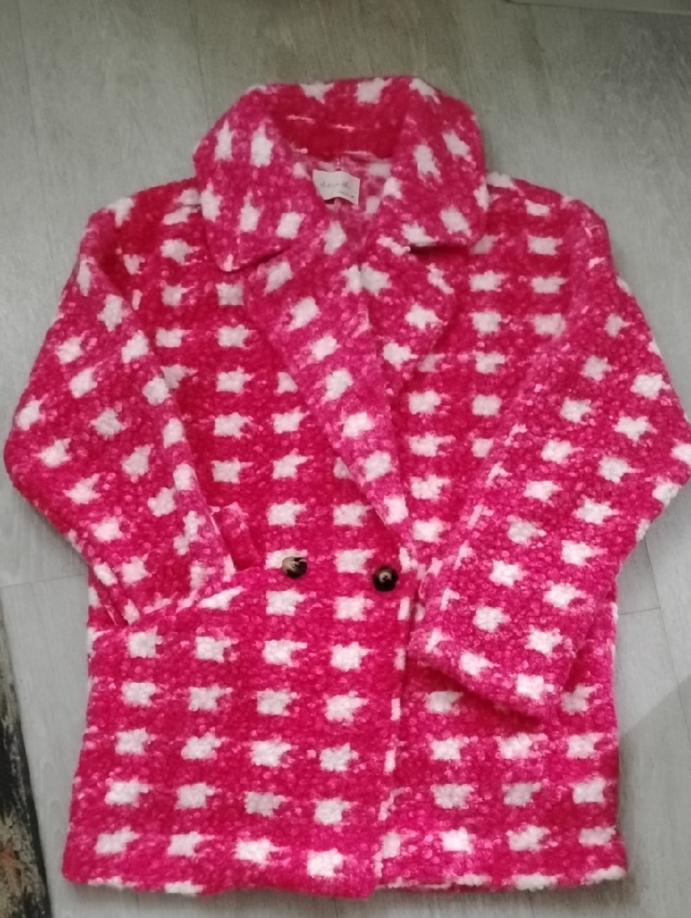 Pink Check Houndstooth Peacoat